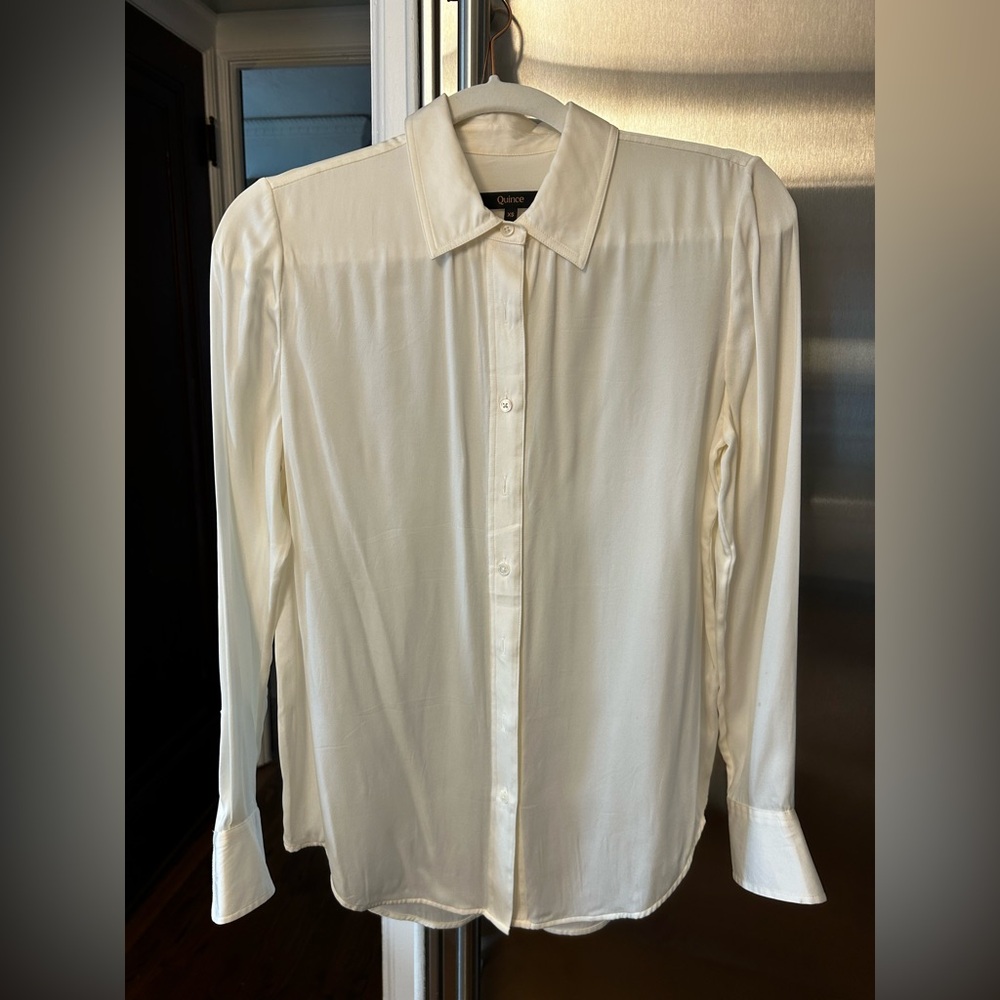 Quince Silk Cream Dress Shirt